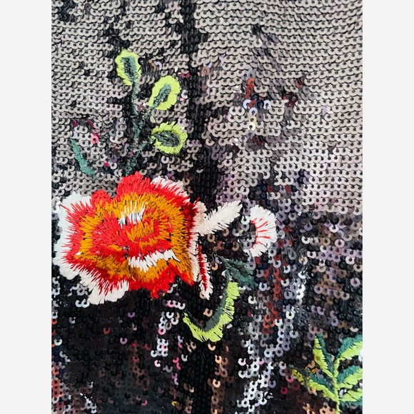 Anthro Maeve Sequin & Floral Embroidered Skirt - Picture 2 of 7